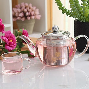 Clear Borosilicate Glass Teapot With 304 Stainless Steel Infuser